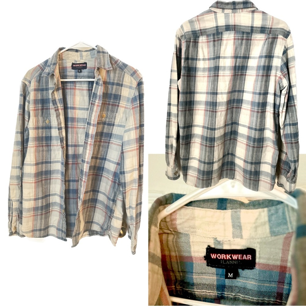 Workwear Regular-Fit Plaid Two-Pocket Flannel Button-Down Shirt for Men